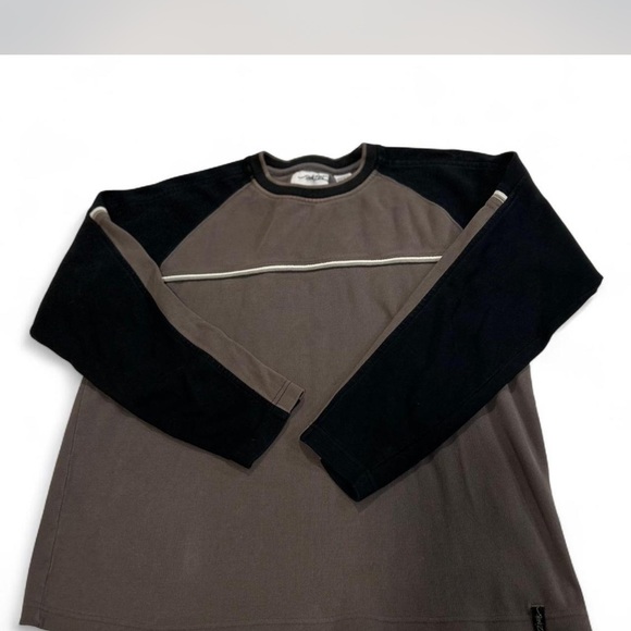 Point Zero | Vintage Long-sleeve Cotton Crewneck Shirt Black Gray Men's Small - Picture 2 of 7